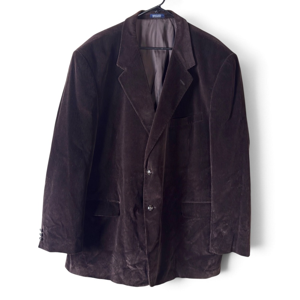 RBM Corduroy Blazer Brown Men 50L Elbow Patches Sport Coat Jacket Professor Vtg